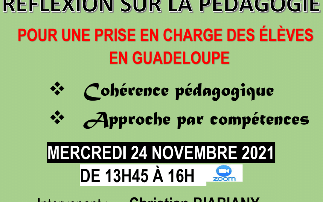 [ZOOM – 24/11] Réflexion sur la pédagogie – Pour une prise en charge des élèves en Guadeloupe