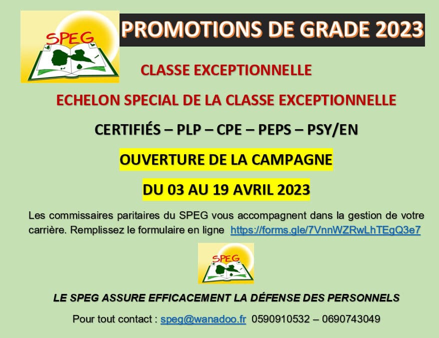 Promotion de grade 2023 – Classe exceptionnelle