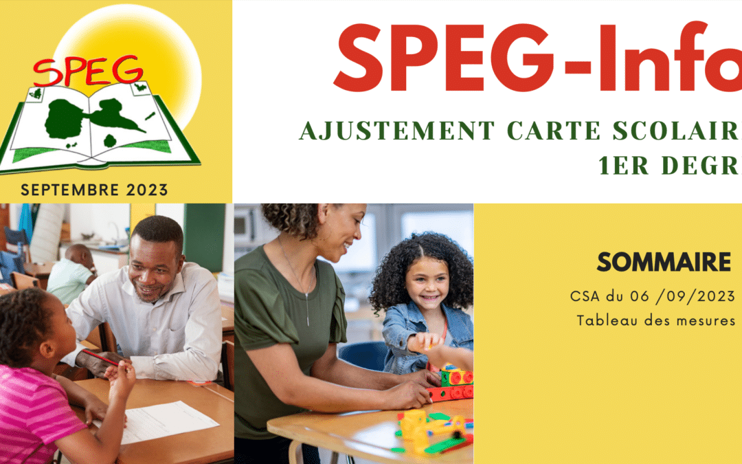 SPEG-Info Spécial 1er Degré : Ajustement carte scolaire